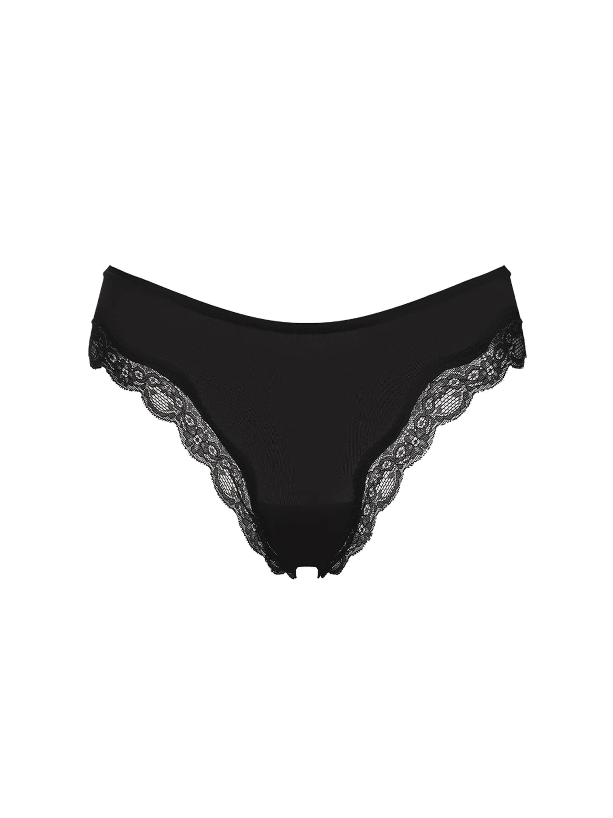 cfab - Tanga 'Lace Tanga' en negro: frente