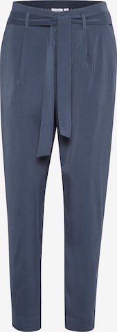 SAINT TROPEZ regular Bukser med lægfolder i blå: forside