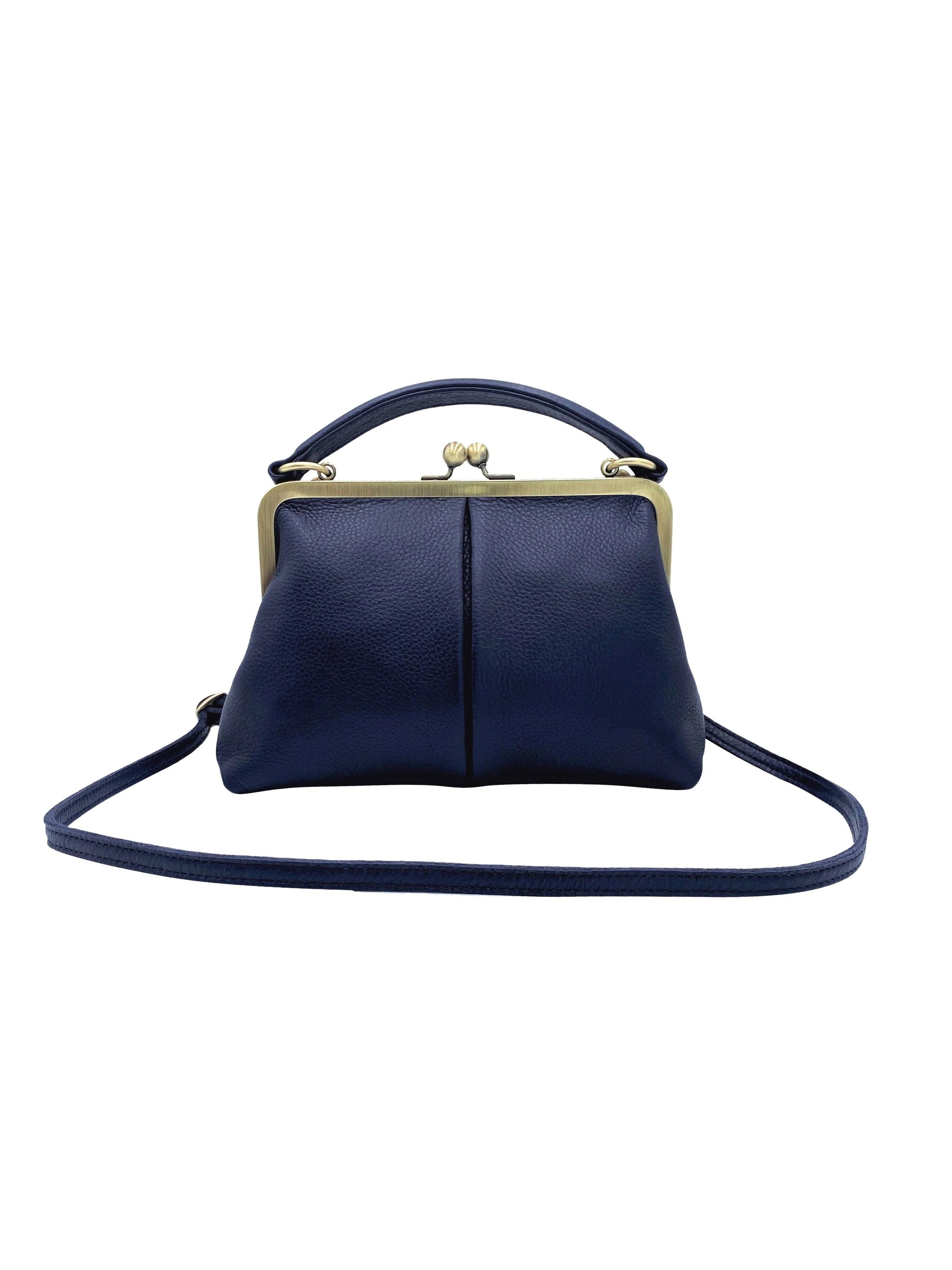Taschenkinder Handbag 'Kleine Olive – Leder Handtasche & Umhängetasche' in Blue: front