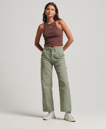 Superdry Wide leg Broek 'Carpenter' in Groen