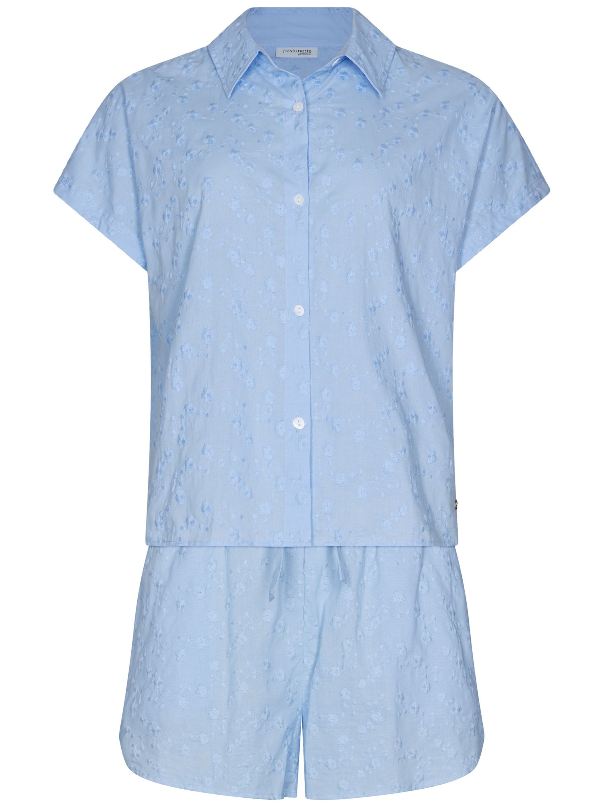 Pastunette Pyjama 'Shortama full button'‌‌‌ in Blau: Vorderseite