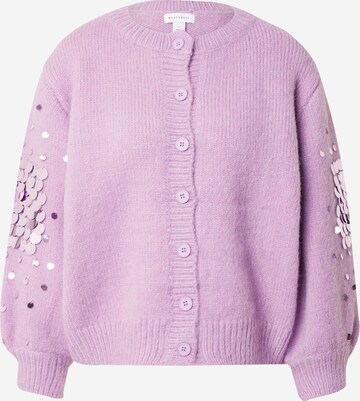 Warehouse Knit Cardigan 'Sequin Detail Button Up Cardigan' in Purple: front