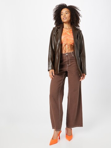 NEON & NYLON Wide leg Trousers 'LOLA' in Brown