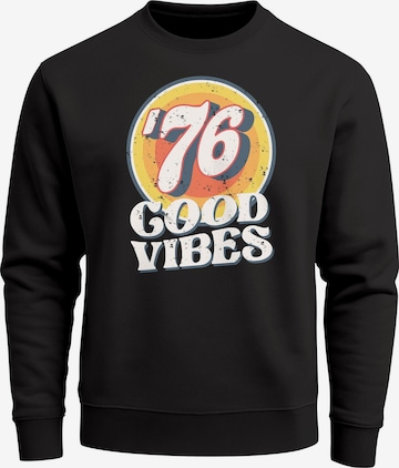 Neverless Sweatshirt 'Good Vibes '76' in Schwarz: Vorderseite