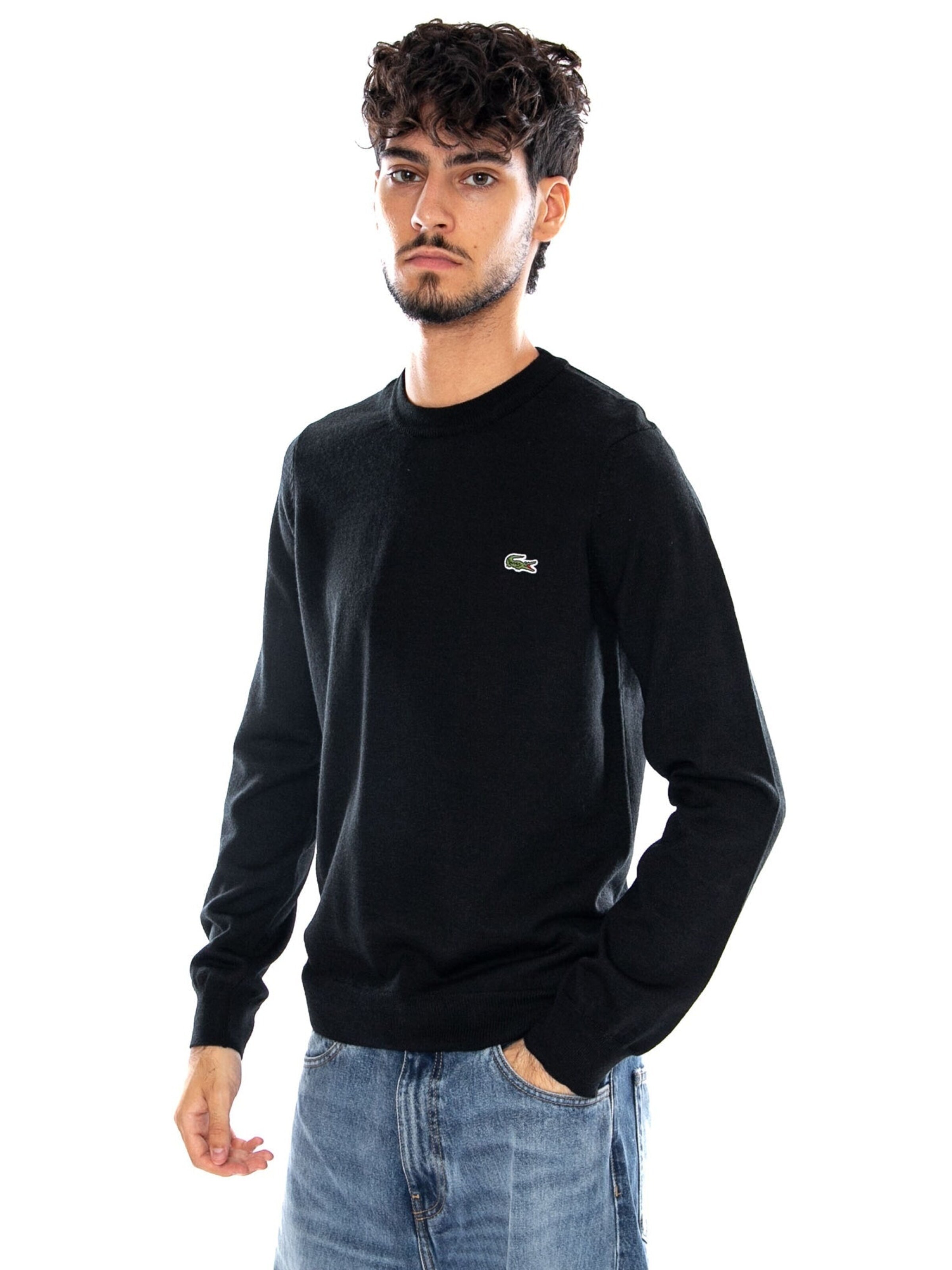 LACOSTE Sweter 'PULLOVER Men' w kolorze czarny: przód