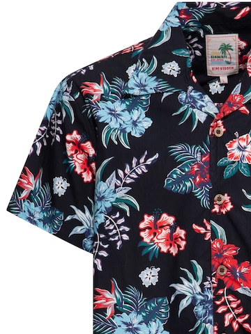 King Kerosin Regular fit Button Up Shirt 'Hibiscus' in Black