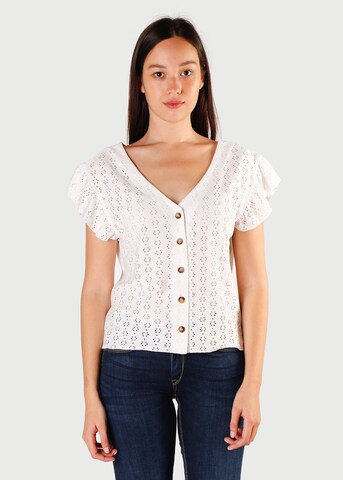 Le Temps Des Cerises Knit Cardigan 'PEDRO' in White: front