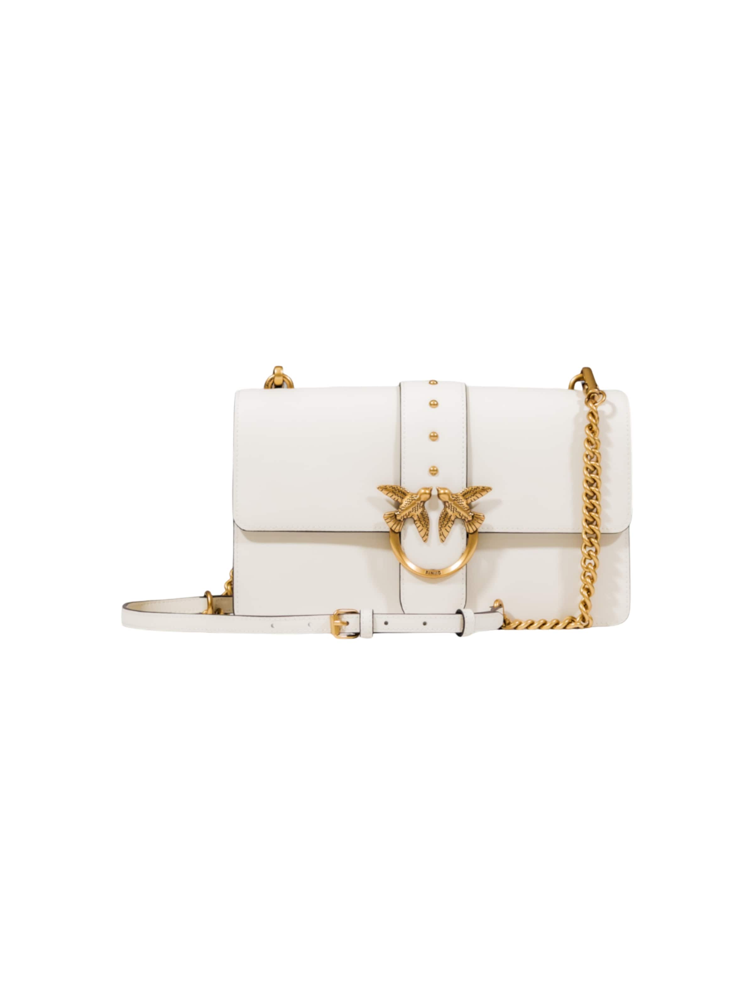 PINKO Skuldertaske 'LOVE ONE CLASSIC ST. CL VITELLO 105857' i hvid: forside