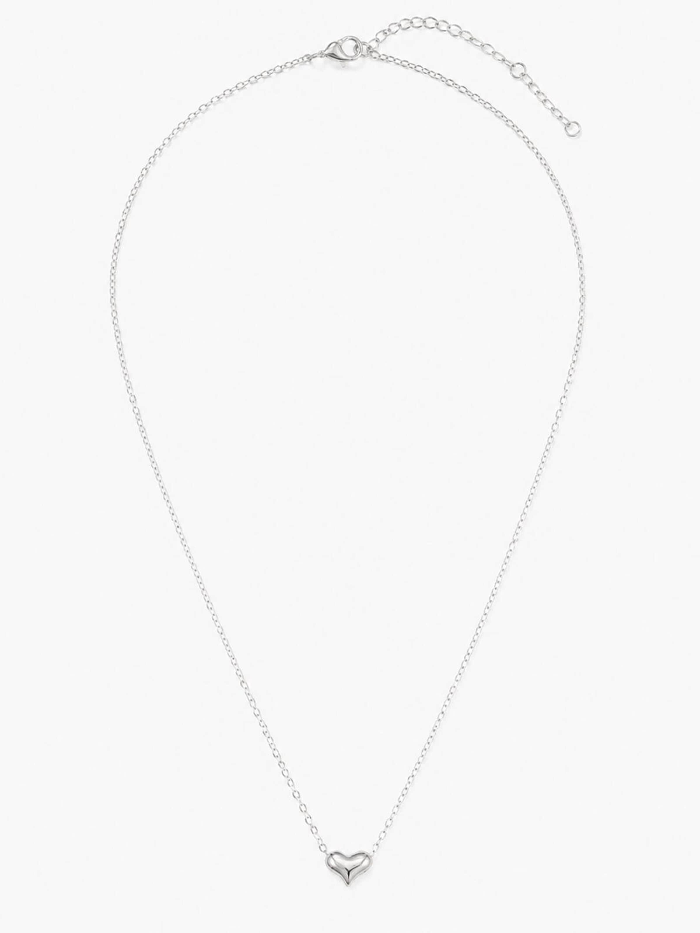 Staufergold Necklace 'Kette „Herzflüstern“ – minimalistischer Puff-Herz Anhänger, glatt & zart – Silber' in Silver: front