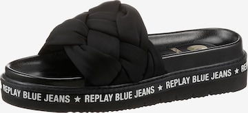 REPLAY Mules in Black: front