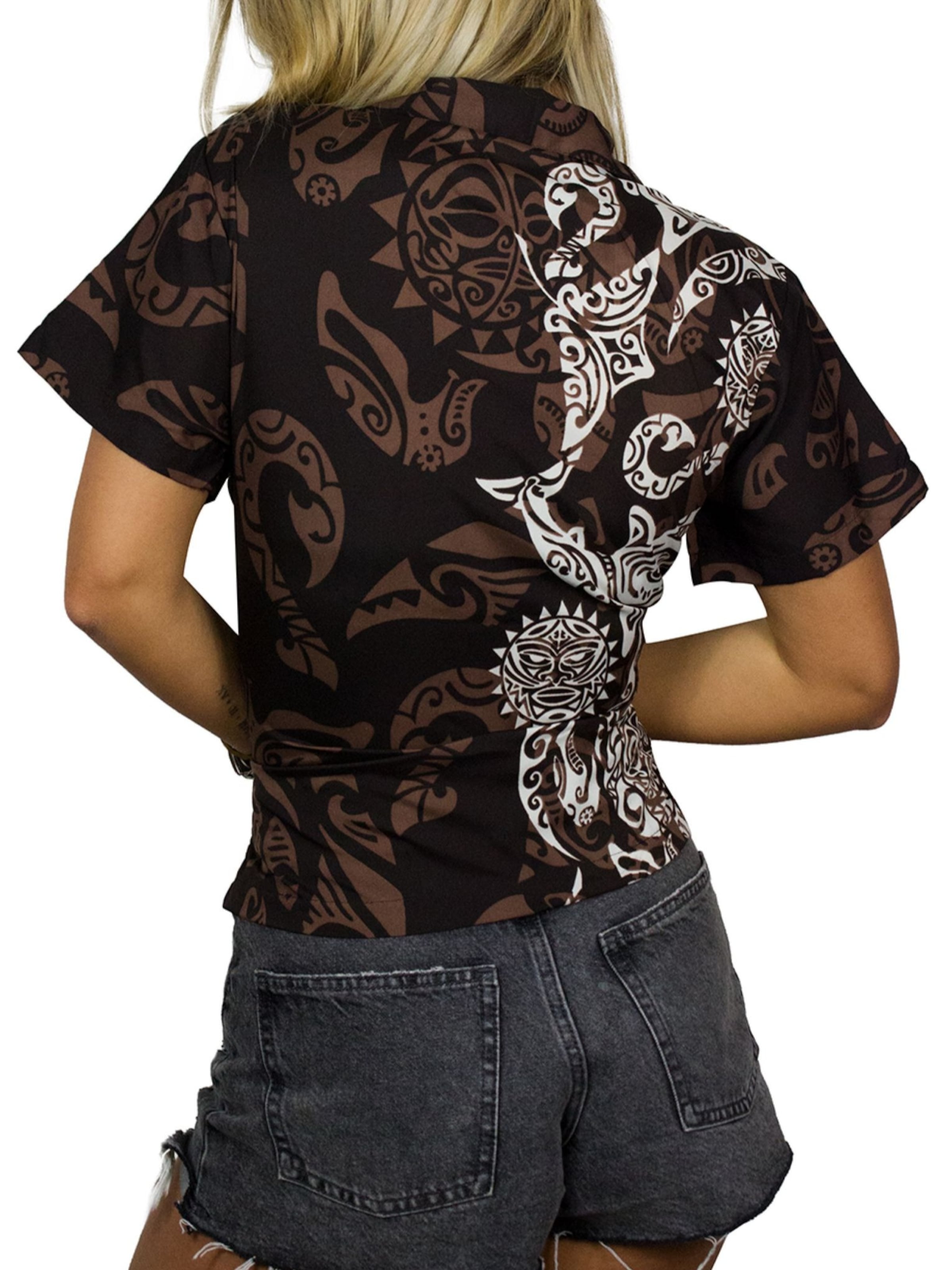 King Kameha Blouse 'Maori Wedding' in Brown