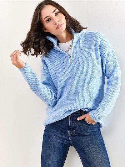 Bianco Lucci Pull-over en bleu clair, Vue avec produit