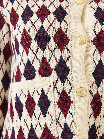 Bianco Lucci Knit Cardigan in Cream / Dark blue / Carmine red, Item view