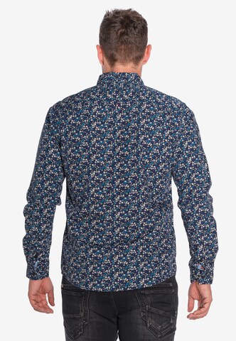 Le Temps Des Cerises Regular fit Button Up Shirt 'PASTER' in Blue