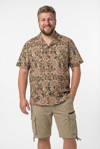Men Plus Comfort fit Button Up Shirt in Brown