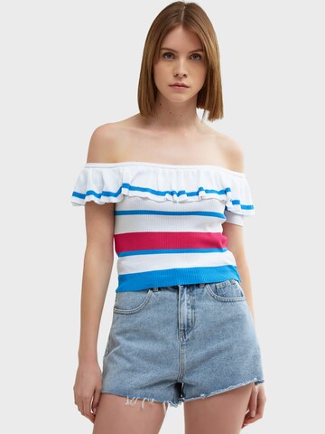 Influencer Stricktop in Weiß: Vorderseite