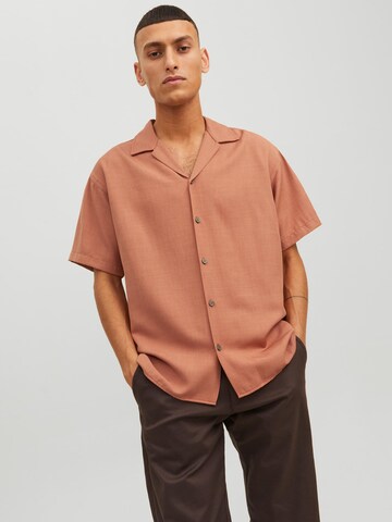 JACK & JONES Regular fit Button Up Shirt 'Jude' in Orange: front