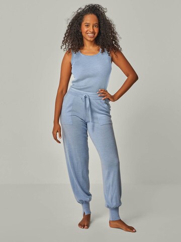 YOU LOOK PERFECT Sticktop 'TOP BLOSSOM - Geripptes Merino Top mit Rundhals' in Blau