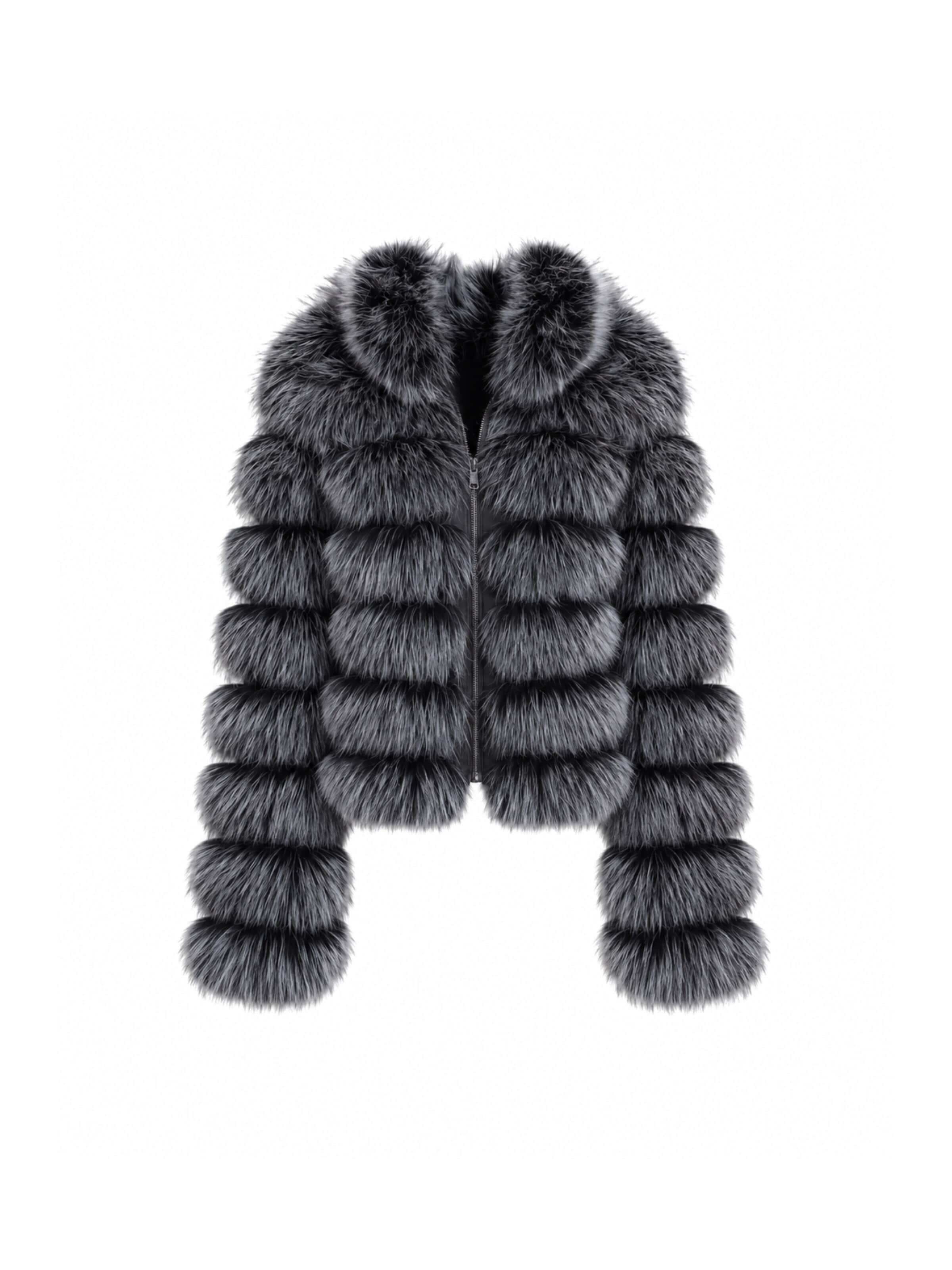FauxAffairs Winter Jacket 'KUNSTFELLJACKE SILVA' in Grey: front