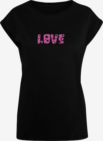 Merchcode T-Shirt 'Valentines Day - Flowers Love' in Schwarz: predná strana