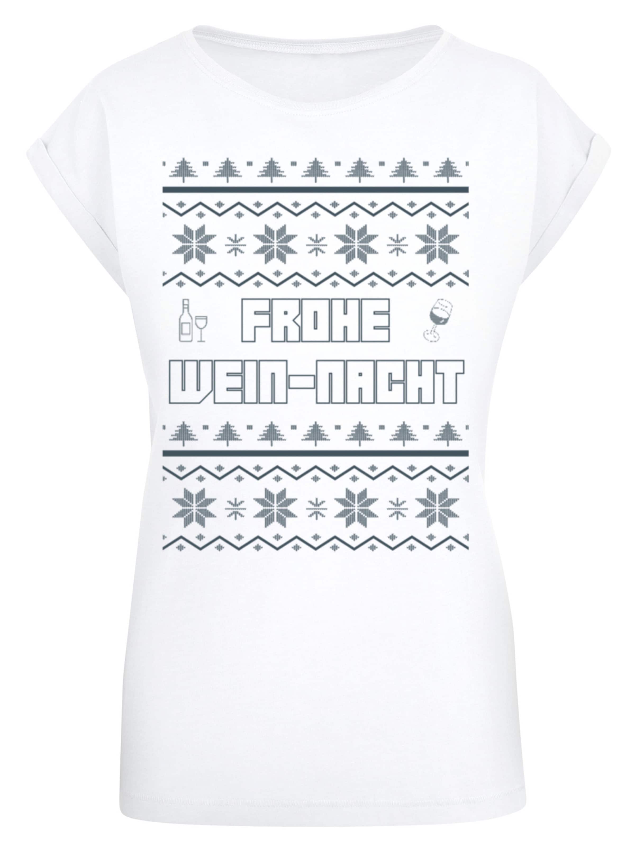 T-shirt 'Frohe Wein-Nacht' F4NT4STIC en blanc : devant