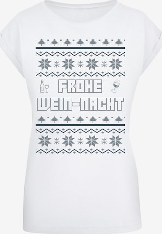 T-shirt 'Frohe Wein-Nacht' F4NT4STIC en blanc : devant