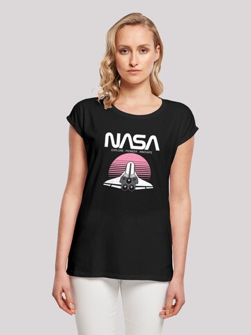 F4NT4STIC T-Shirt 'NASA Space Shuttle Sunset' in Schwarz: Vorderseite