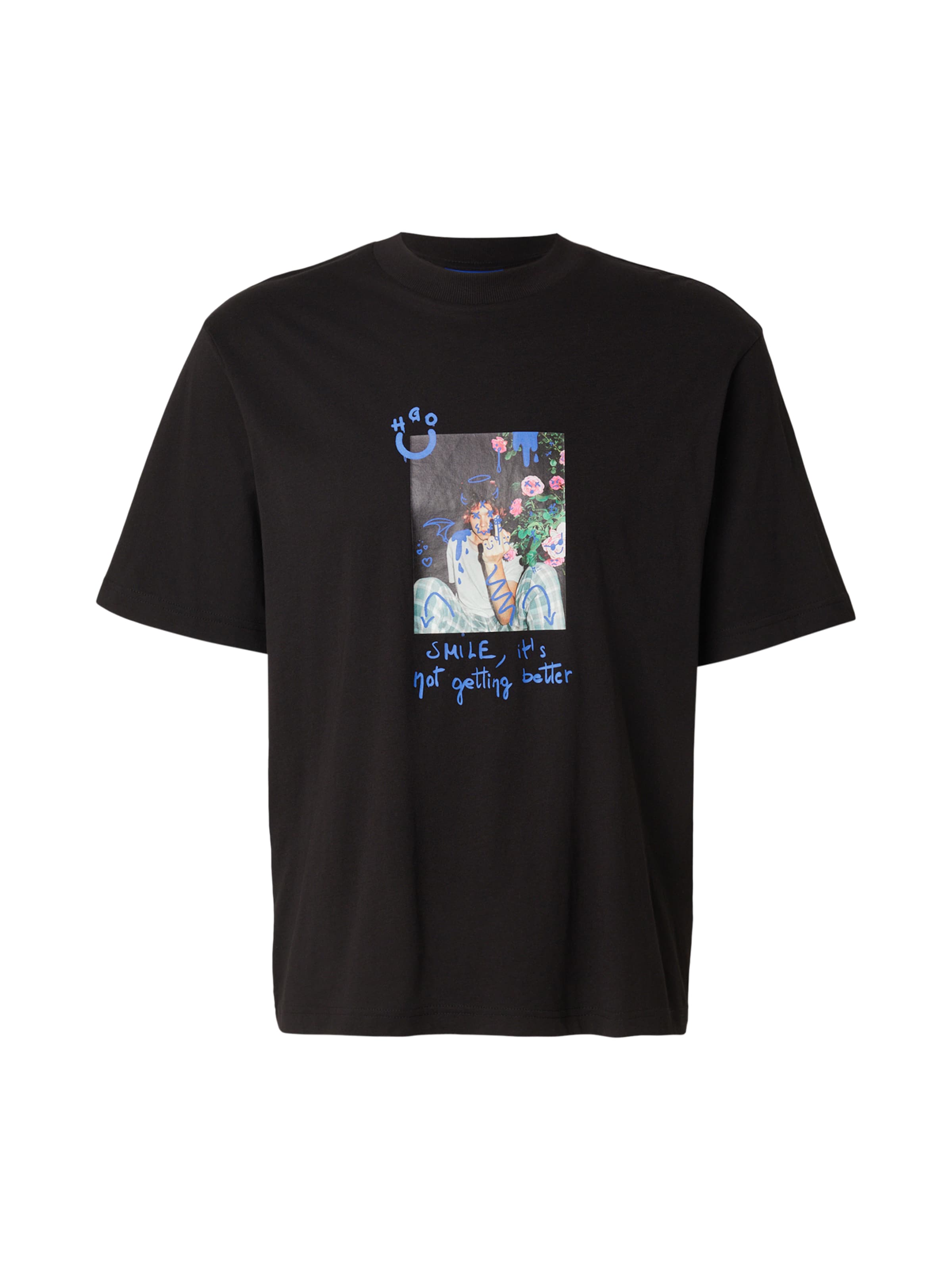 Marškinėliai 'Nugobeam' iš HUGO, spalva – šviesiai mėlyna / rožių spalva / juoda / balta, Prekių apžvalga