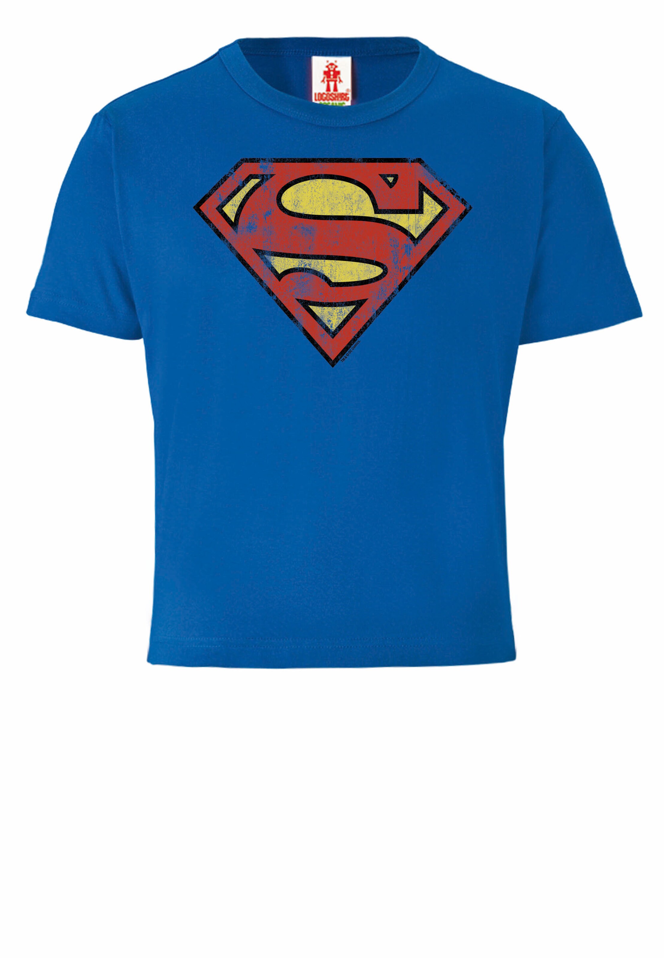 LOGOSHIRT T-Shirt 'DC Comics – Superman' in Blau: Vorderseite