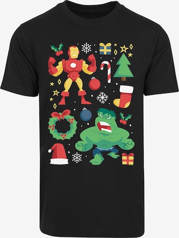 F4NT4STIC T-Shirt 'Marvel Universe Iron Man And Hulk Weihnachten' in Schwarz: predná strana