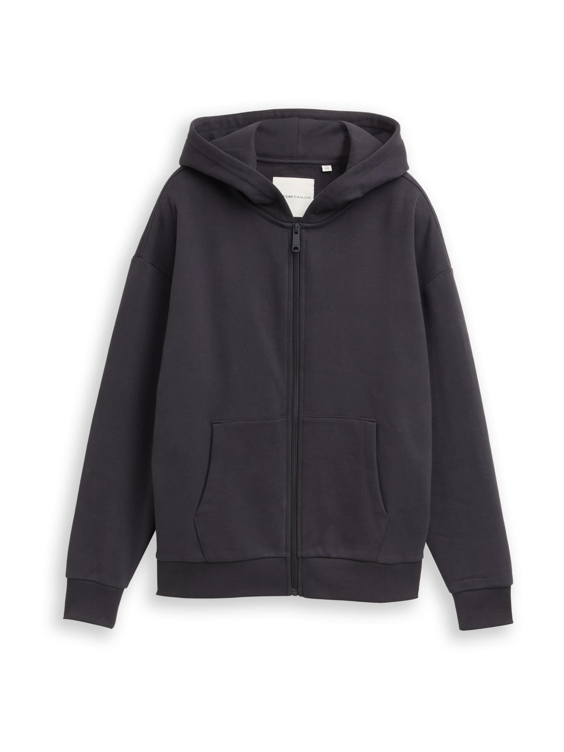 TOM TAILOR Zip-Up Hoodie in Grey: front