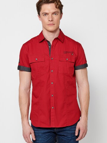 KOROSHI Slim fit Button Up Shirt in Red