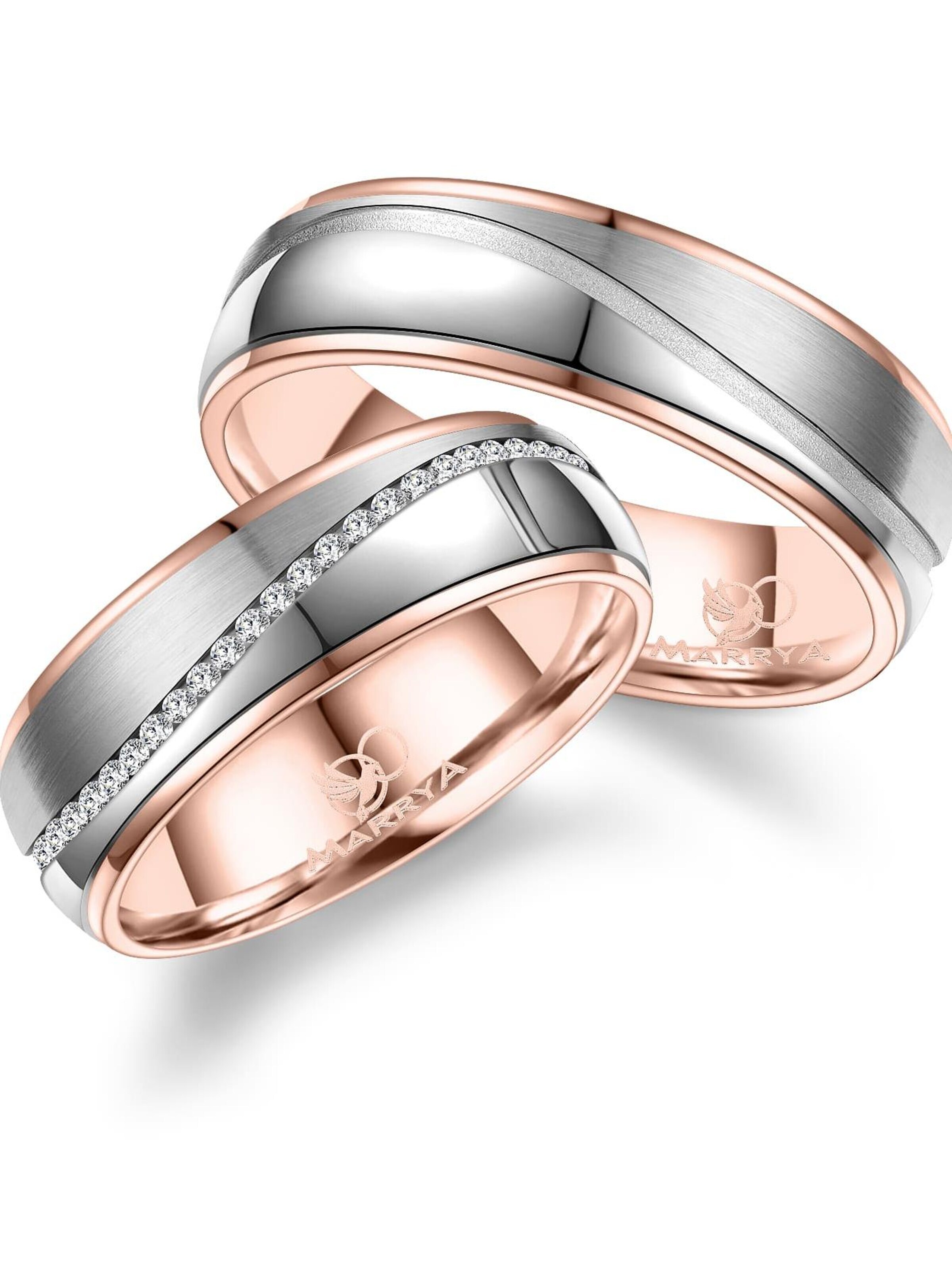 MARRYA Ring 'MARRYA ES-23 Ehering aus Edelstahl - Silberfarben & Rosé' in Silver: front