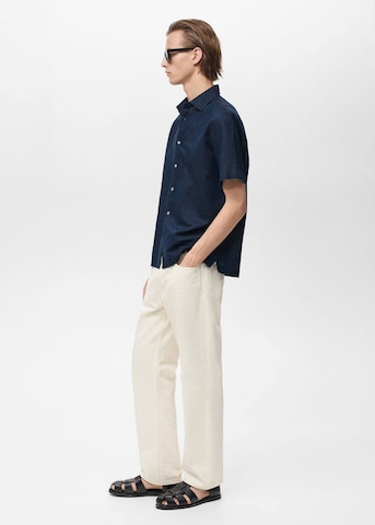 MANGO MAN Regular fit Button Up Shirt 'Ants' in Blue