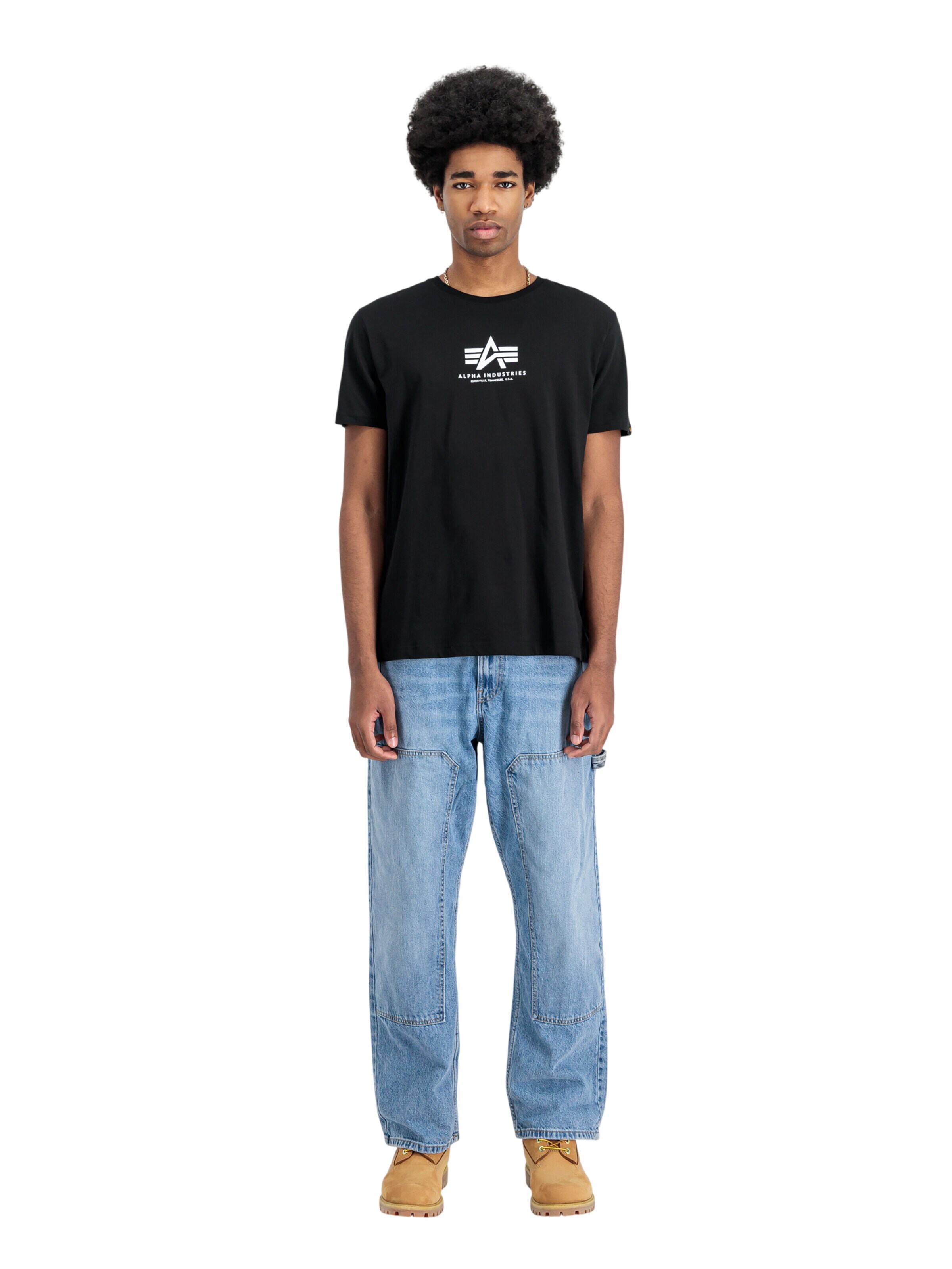ALPHA INDUSTRIES Shirt 'Basic Mid Logo'‌‌‌‌‌‌‌ in Schwarz: Vorderseite