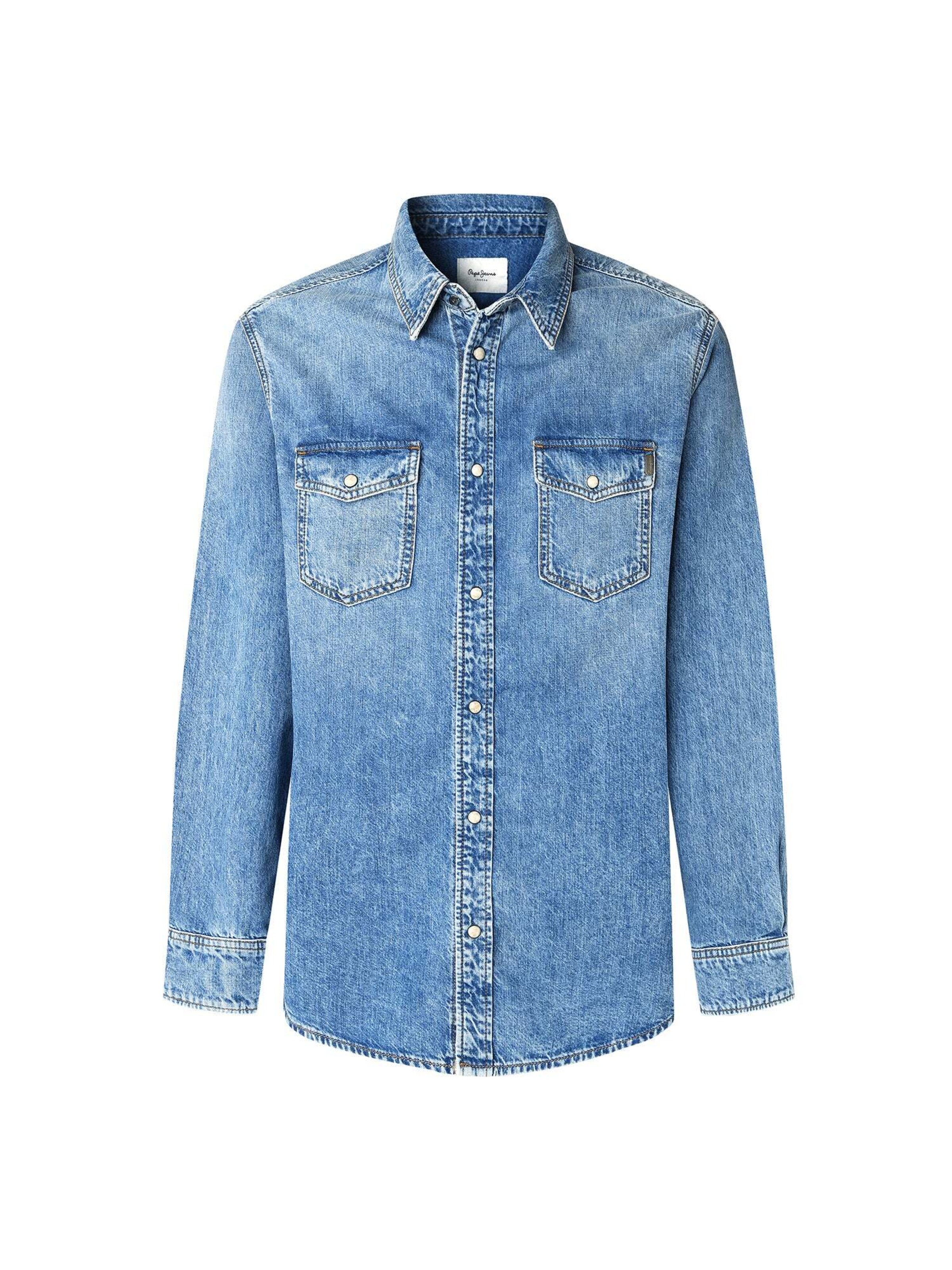 Pepe Jeans Regular fit Button Up Shirt in Blue: front