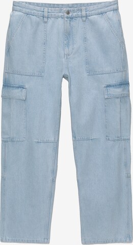 Pull&Bear Loosefit Cargojeans in Blauw: voorkant