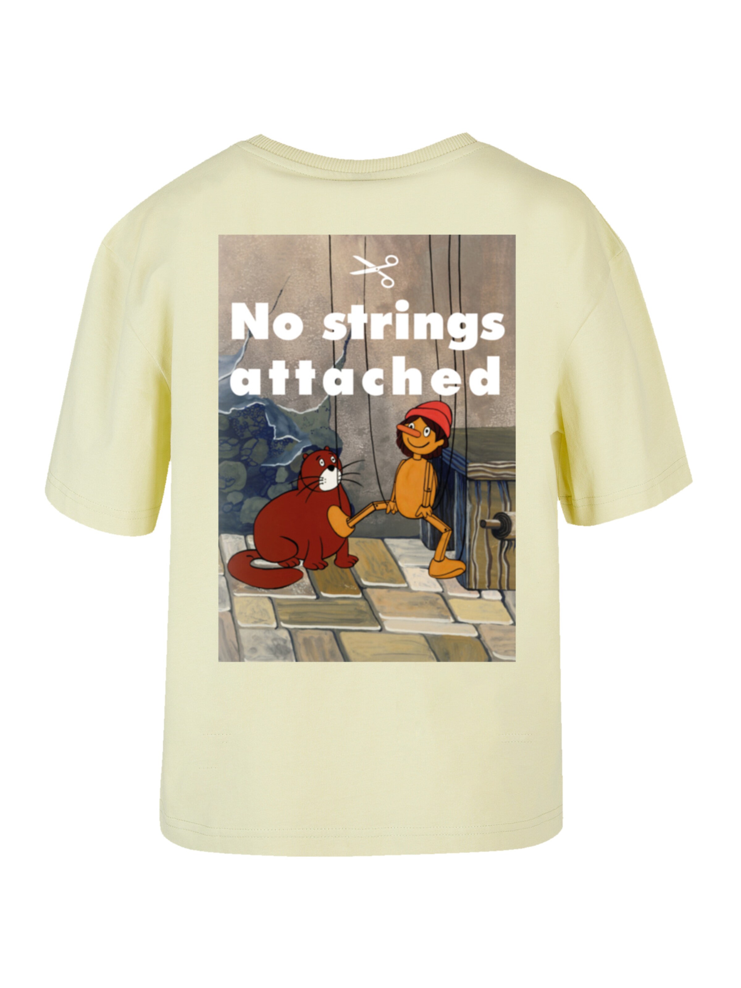 F4NT4STIC Shirt 'Pinocchio No Strings Attached' in Gelb