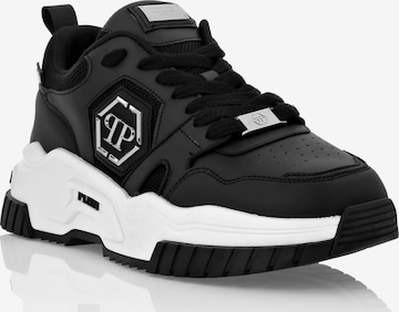 Philipp Plein - Sapatilhas baixas 'Hexagon' em preto: frente
