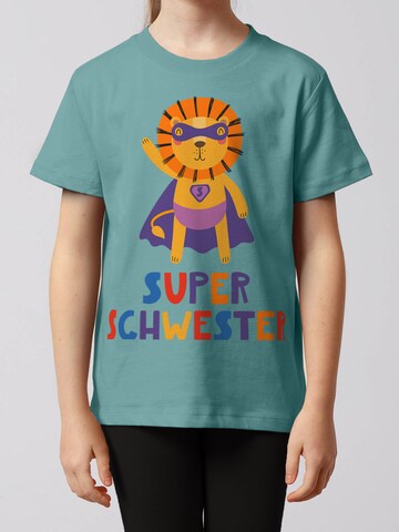 T-Shirt 'Löwe Superschwester' watabout.kids en bleu : devant