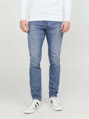 Slimfit Jeans 'Tim' de la JACK & JONES pe albastru: față