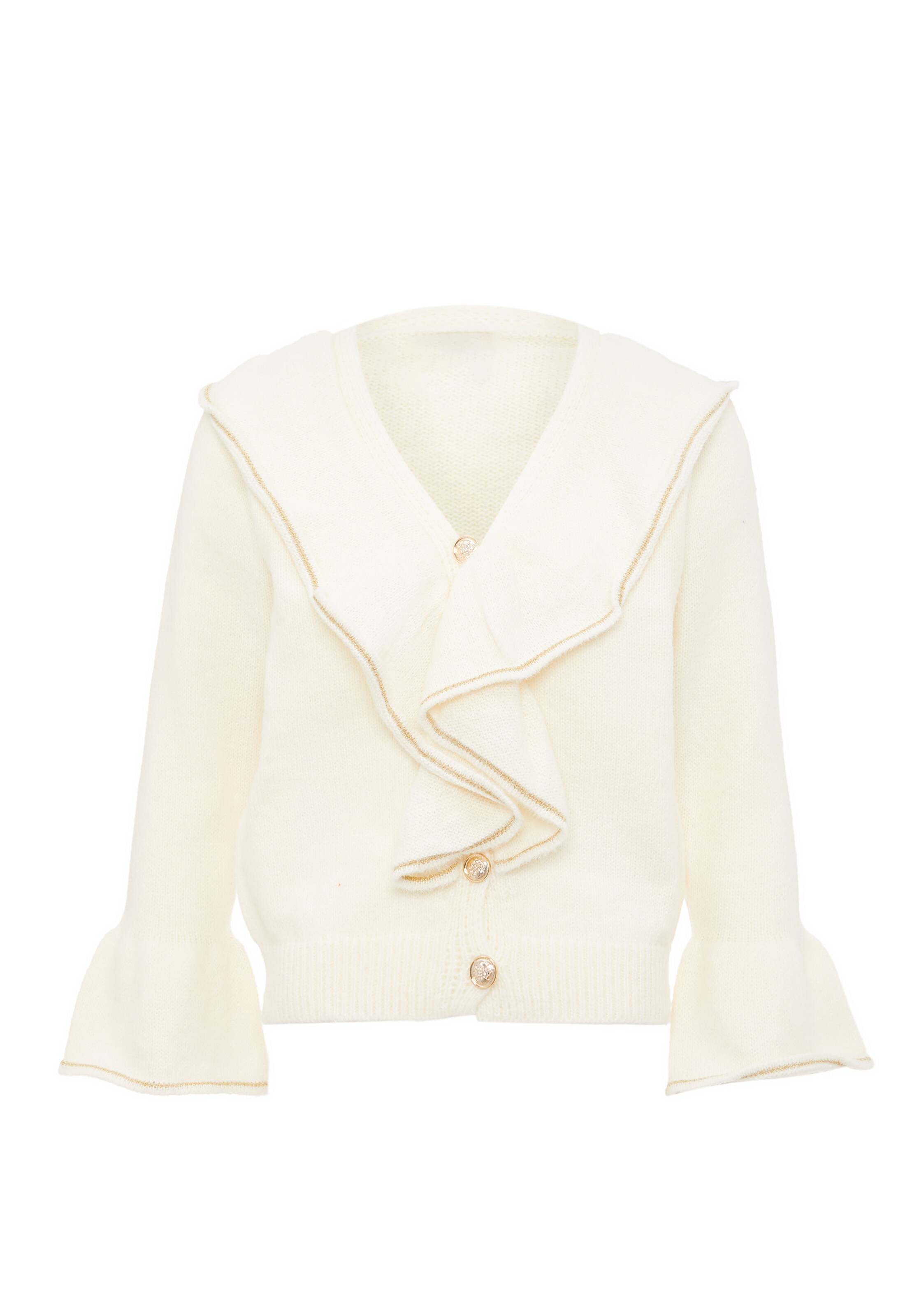 aleva Knit Cardigan in White: front
