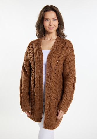 usha WHITE LABEL Knit cardigan in Brown: front