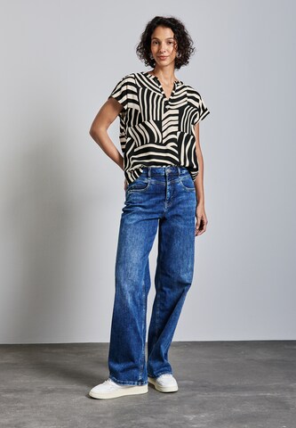 STREET ONE Gemusterte Bluse in Schwarz