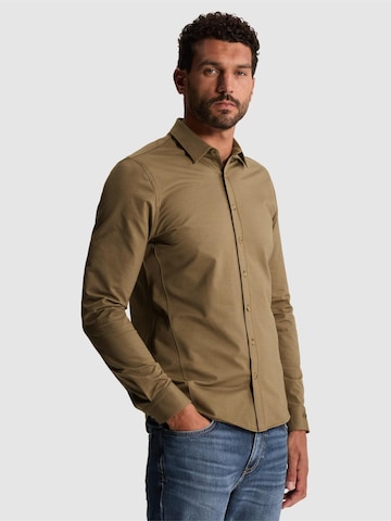 Coupe slim Chemise 'Twill jersey shirt with Kent collar and easy-iron finish' CAST IRON en marron