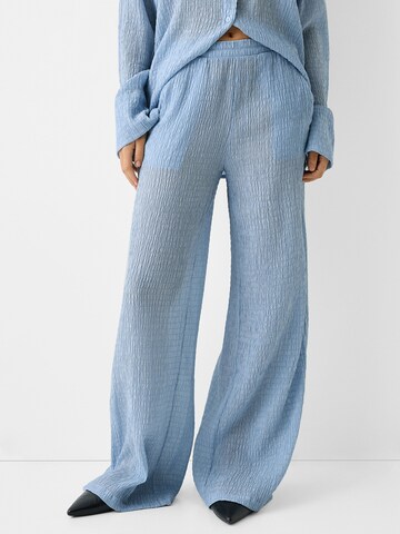 Wide Leg Pantalon Bershka en bleu : devant