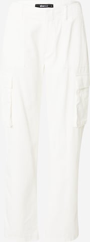 Gina Tricot Regular Карго панталон в бяло: отпред