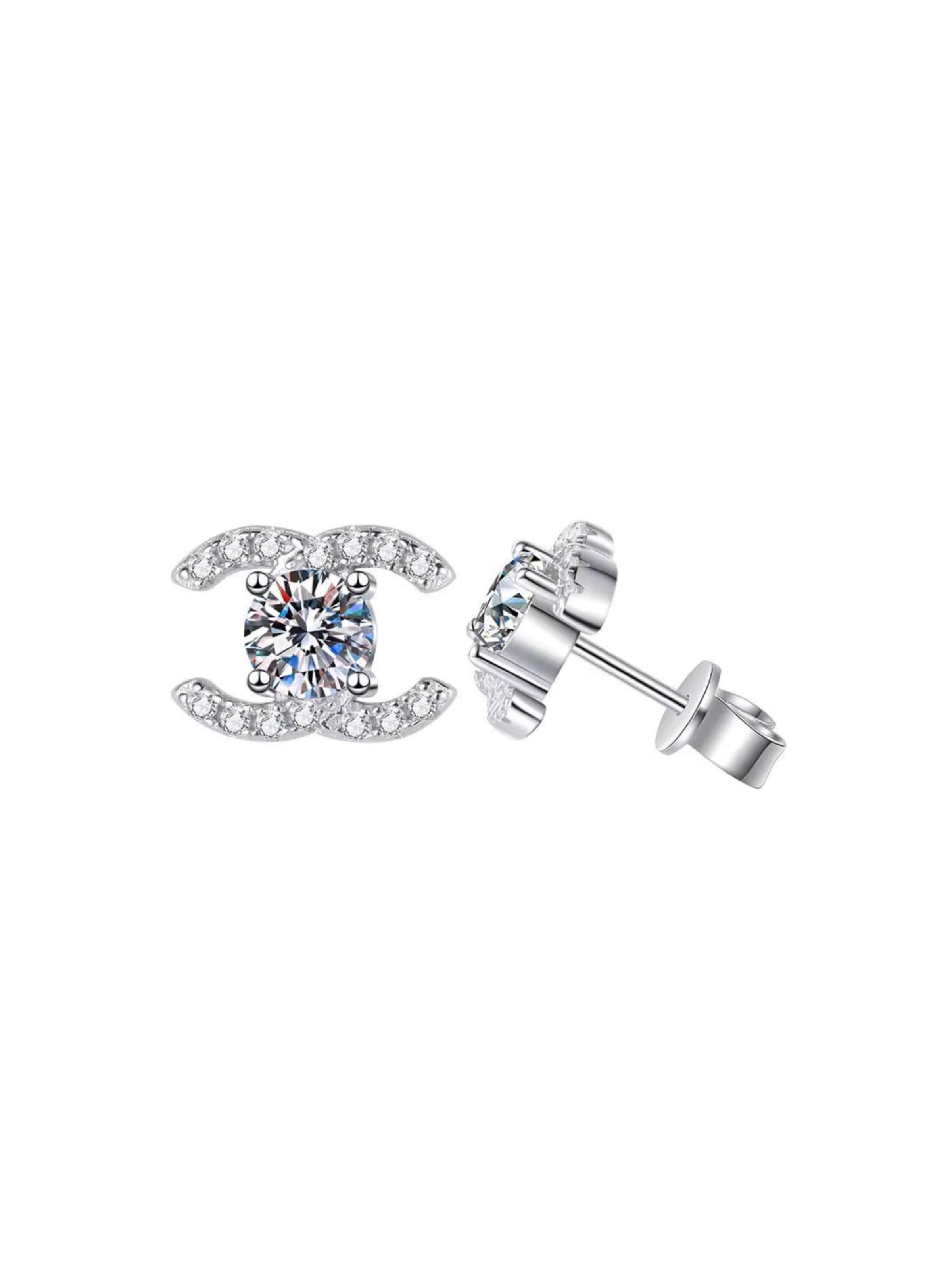 ROUGEMONT Jewellery Ohrringe 'Funkelnde Moissanit Ohrstecker 5,0mm 1,0ct 925 Sterling Silber'‌‌‌‌ in Silber: Vorderseite