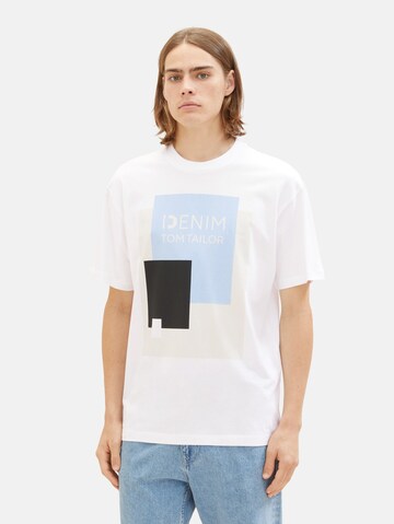 T-Shirt TOM TAILOR DENIM en blanc : devant