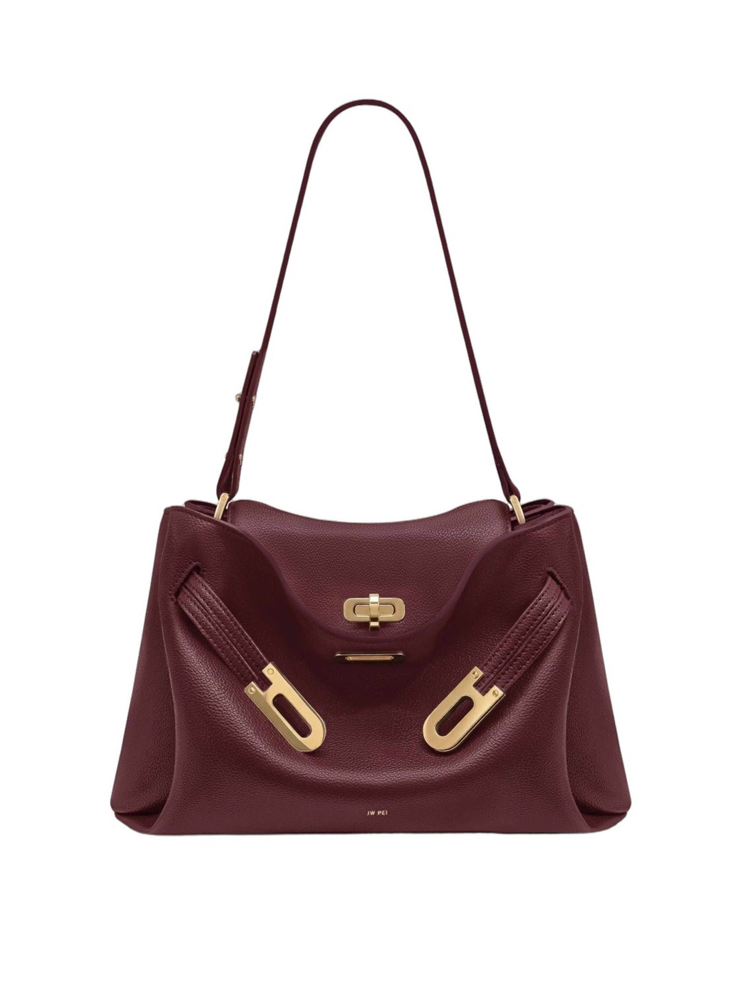 JW PEI Taška cez rameno 'JW PEI Sac Bandoulière Rhea Grainé Double Boucle Dark Burgundy' - Červená: predná strana